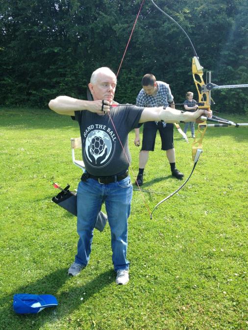 What Is It Like To Be A Developer Jens Fudge? Jens flexing his gold medal archery muscles