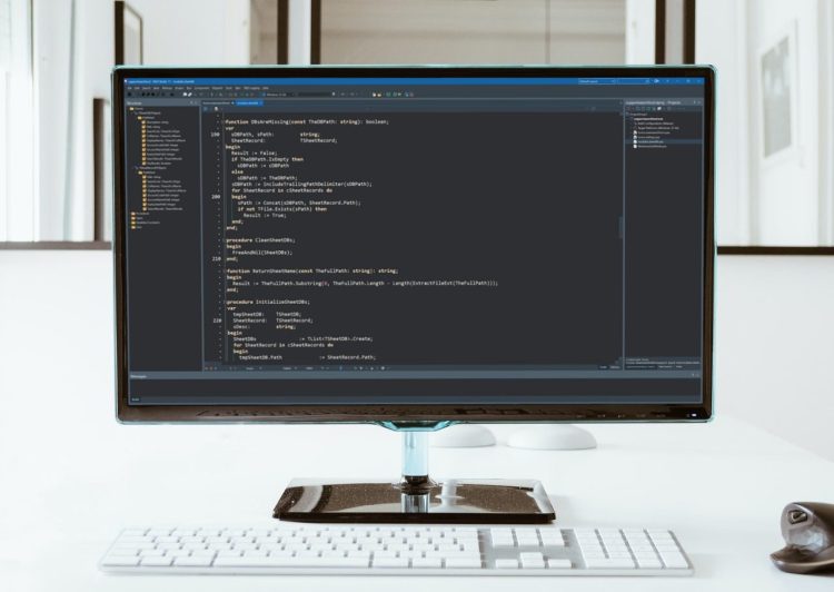Everything You Need To Know About An IDE For Coding - an image of the RAD Studio Delphi IDE on a desktop flat screen monitor