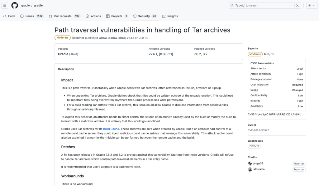 Screenshot of path traversal vulnerability details from Github.com